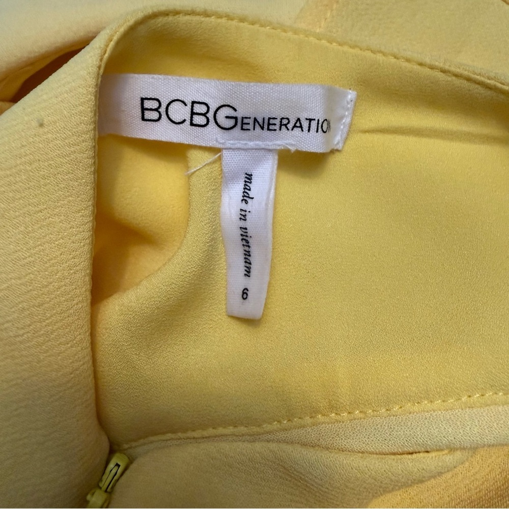 BCBGeneration Ruffle Sleeve Yellow Mini Dress - Picture 2 of 13
